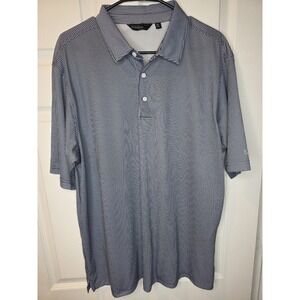 Walter Hagen Golf Blue & White Geometric Polo Golf Collared Shirt‎ Men's XLarge